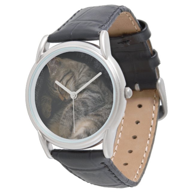 Cutest Baby djur | Spipande Tabby katt Armbandsur (Vinklad)