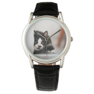 Cutest Baby djur Svartvit Kitten Armbandsur
