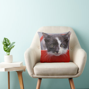 Cutest Baby djur   Svartvit Kitten Kudde