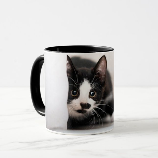 Cutest Baby djur | Svartvit Kitten Mugg (Framsida vänster)