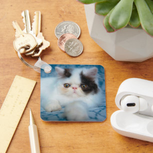 Cutest Baby djur Svartvit Kitten Nyckelring