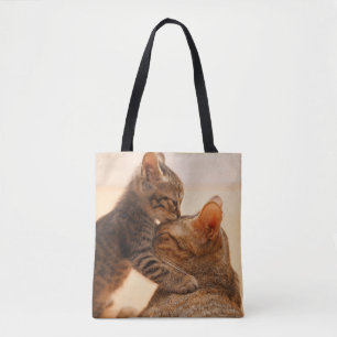 Cutest Baby djur Tabby Kitten Kiss Tygkasse