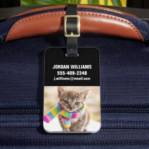 Cutest Baby djur Tabby Kitten Rainbow Scarf Bagagebricka