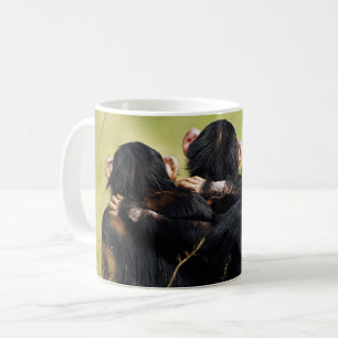 Cutest Baby djur   Tre schimpanzeer Hugger Kaffemugg