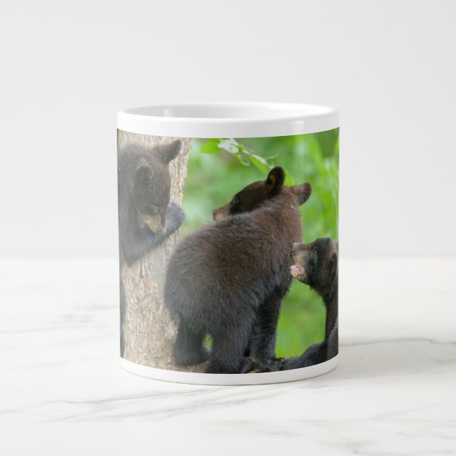 Cutest Baby djur | Tre Young Black Bear Unge Jumbo Mugg (Framsidan)