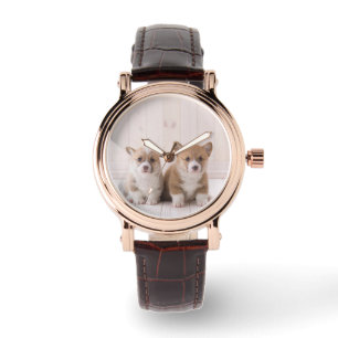 Cutest Baby djur Två Baby Corgis Sitta Armbandsur