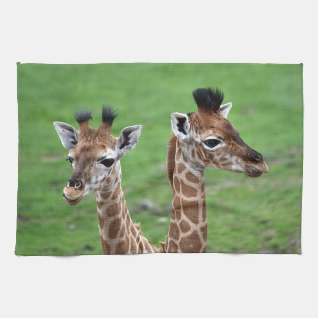Cutest Baby djur | Två Baby Giraffes Kökshandduk (Horisontell)