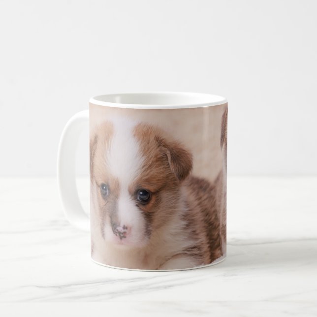 Cutest Baby djur | Två Corgi-valpar Kaffemugg (Framsida vänster)