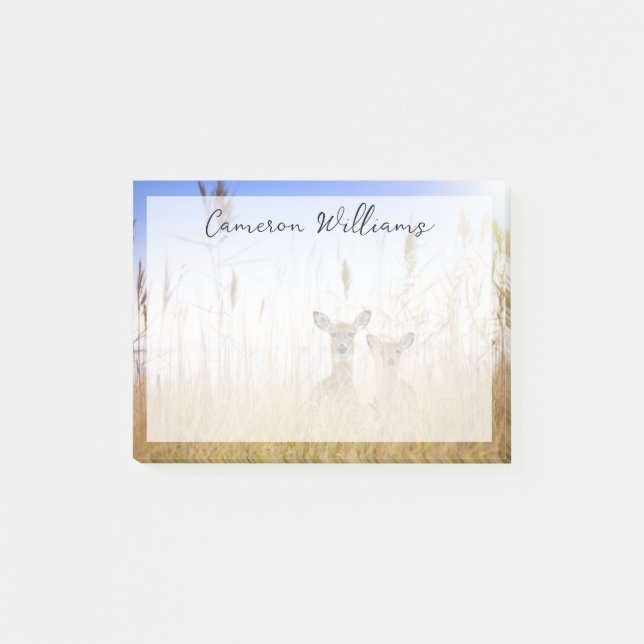 Cutest Baby djur | Två gulvita Hjortar Post-it Block (Framsida)