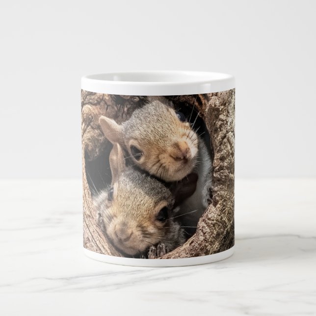 Cutest Baby djur | Två unga ekorrar Jumbo Mugg (Framsidan)