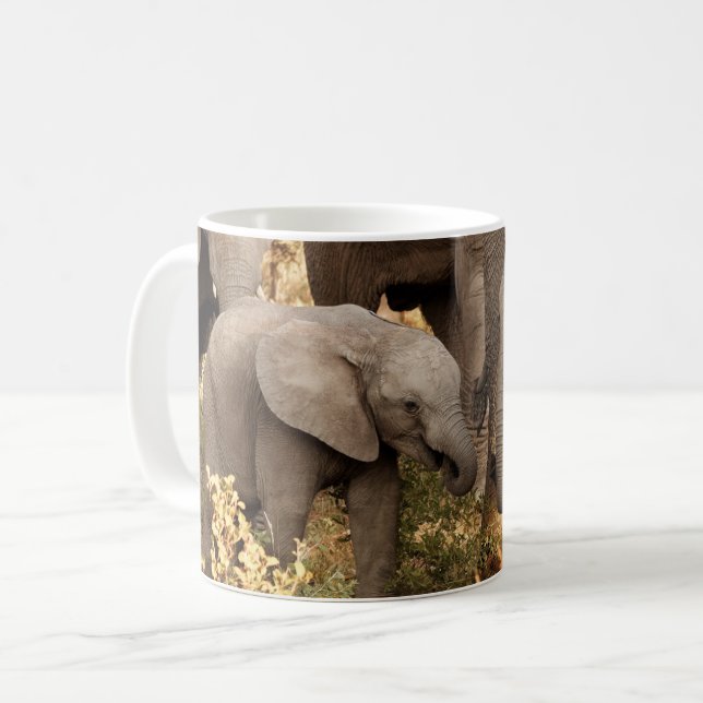 Cutest Baby djur | Två unga elefanter Kaffemugg (Framsida vänster)