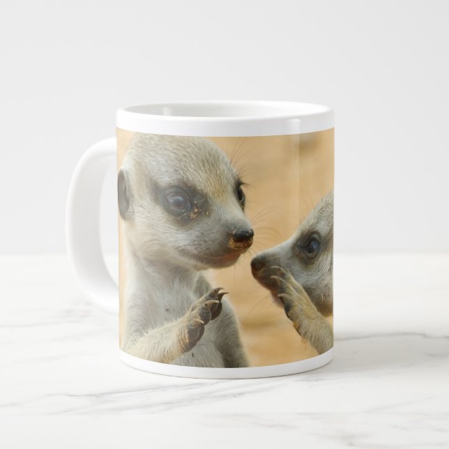 Cutest Baby djur | Två unga Meerkats Jumbo Mugg (Framsida vänster)