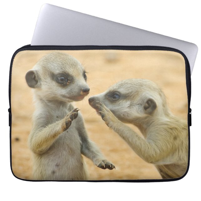 Cutest Baby djur | Två unga Meerkats Laptop Fodral (Framsidan)