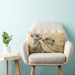 Cutest Baby djur Två unga Meerkats Lumbarkudde