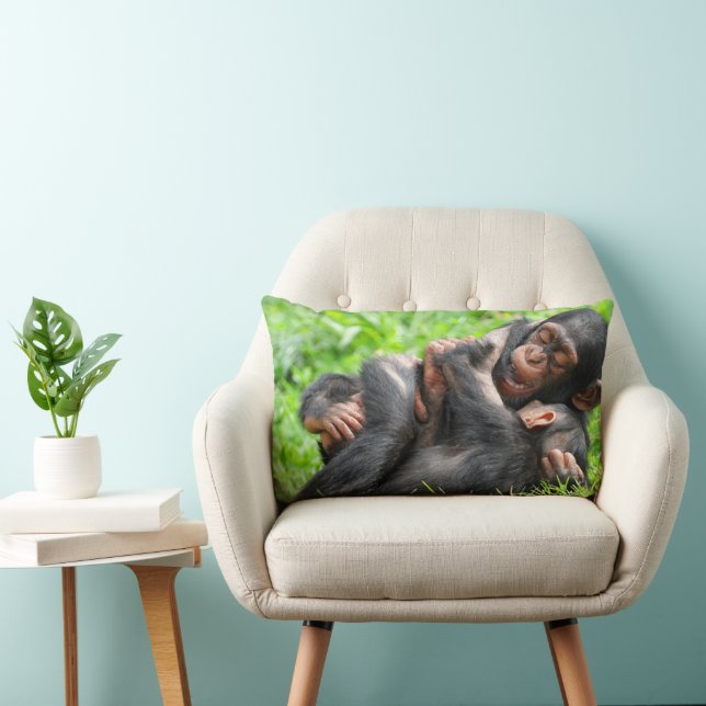 Cutest Baby djur | Två Young Chimpanzees Lumbarkudde (Stol)
