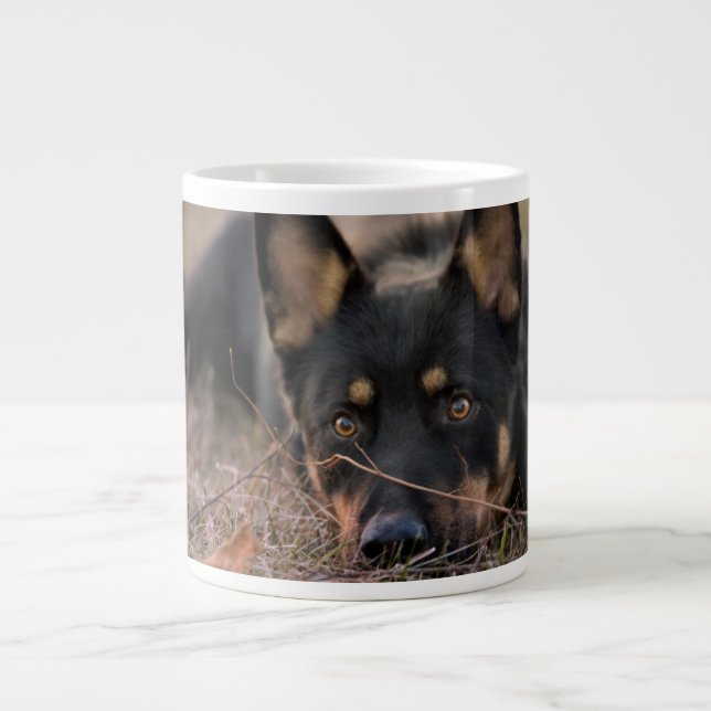 Cutest Baby djur | Tysk shepherd Puppy Jumbo Mugg (Framsidan)