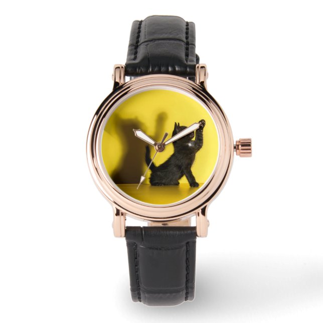 Cutest Baby djur | Uppspelning av svart katt Armbandsur (Framsida)