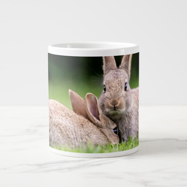 Cutest Baby djur | Vild Bunny Rabbits Jumbo Mugg (Framsidan)