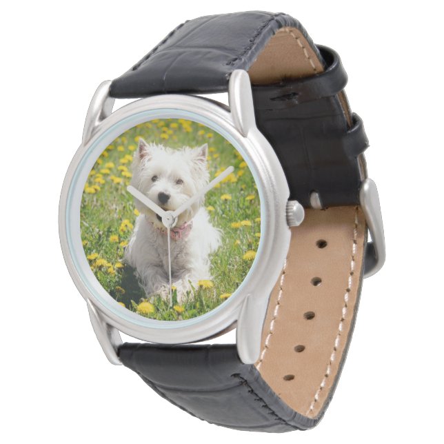 Cutest Baby djur | Westie Hund i Dandelions Armbandsur (Vinklad)