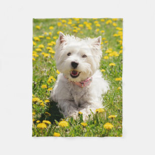 Cutest Baby djur Westie Hund i Dandelions Fleecefilt