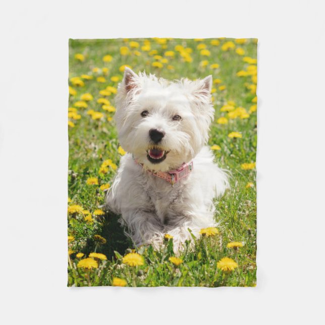 Cutest Baby djur | Westie Hund i Dandelions Fleecefilt (Framsidan)