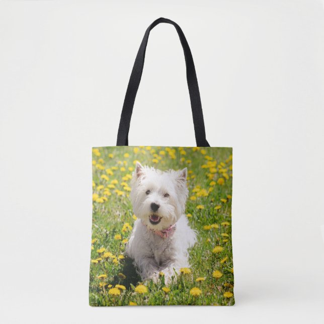 Cutest Baby djur | Westie Hund i Dandelions Tygkasse (Framsida)