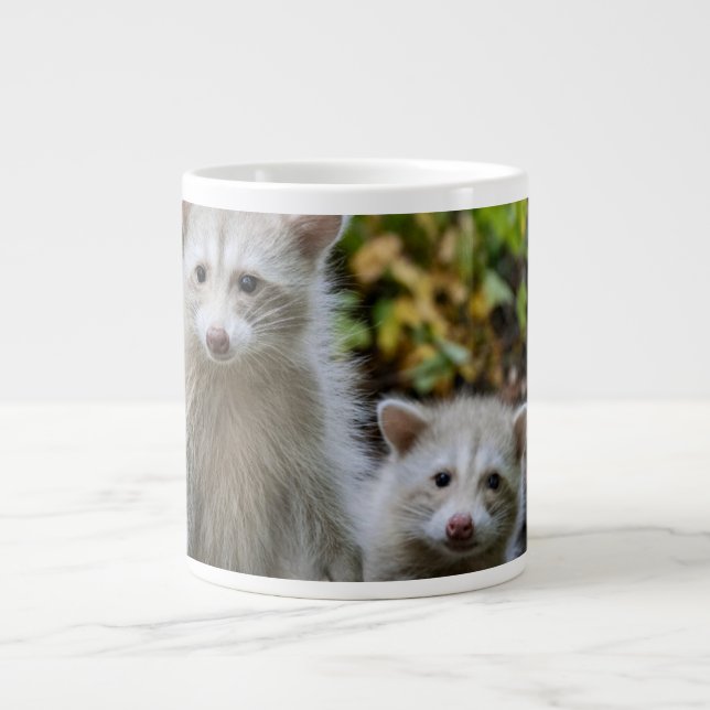 Cutest Baby djur | Young Blonde Raccoons Jumbo Mugg (Framsidan)