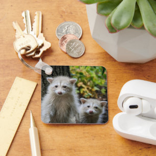 Cutest Baby djur Young Blonde Raccoons Nyckelring