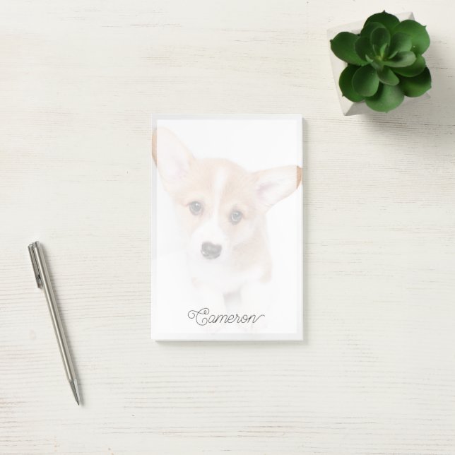 Cutest Baby djur | Young Corgi Puppy Post-it Block (Kontor)