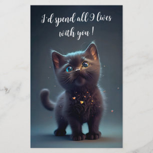 Cutest Black Kitten tillbringar 9 liv med dig Brevpapper