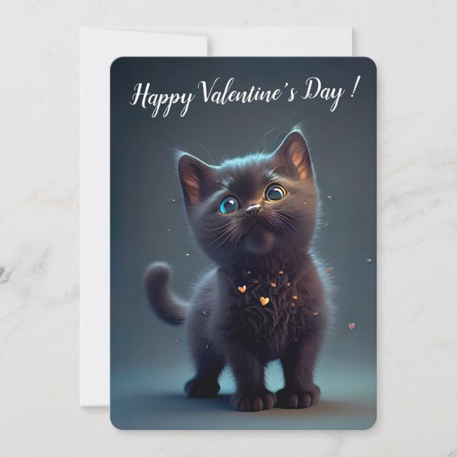 Cutest Black Kitten Valentine Day Inbjudningar (Framsida)