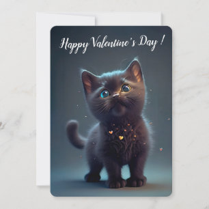 Cutest Black Kitten Valentine Day Inbjudningar