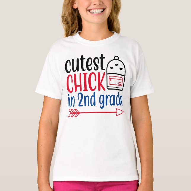 Cutest Chick i andra Klass Back to school T-Shirt (Framsida)