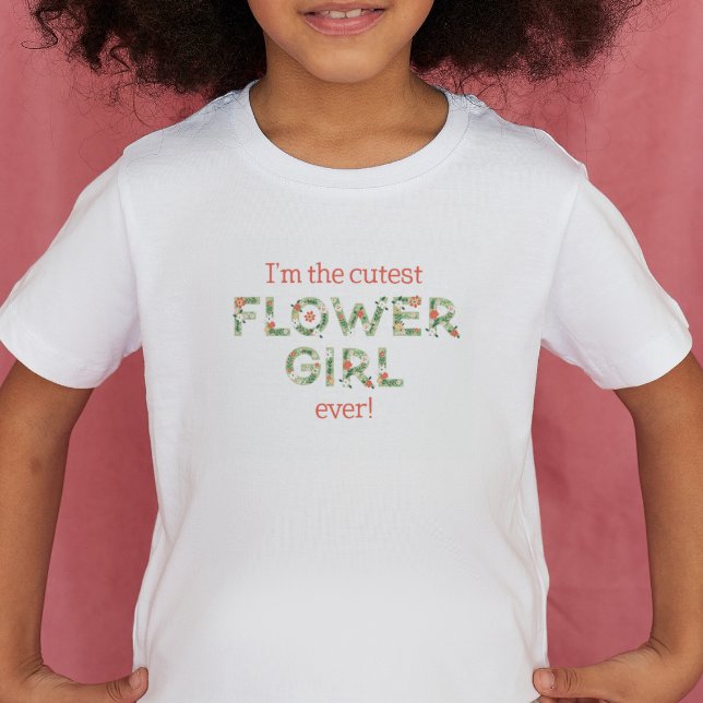 Cutest Flower Girl All Blommigt Text Bröllop T Shirt (Skapare uppladdad)