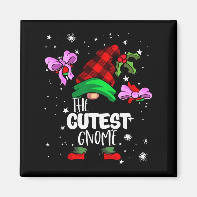 Cutest Gnome Red Buffalo Plaid Matching Family Chr Magnet (Framsidan)