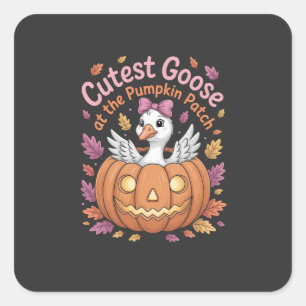 Cutest Goose på Pumpkin Patch Thanksgiving Fyrkantigt Klistermärke
