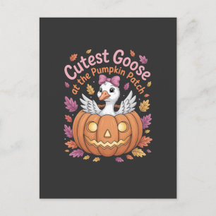 Cutest Goose på Pumpkin Patch Thanksgiving Inbjudan Vykort