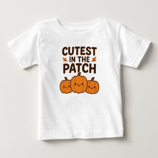 Cutest in the Patch – Pumpkin Fall Kids T-Shirt (Framsida)