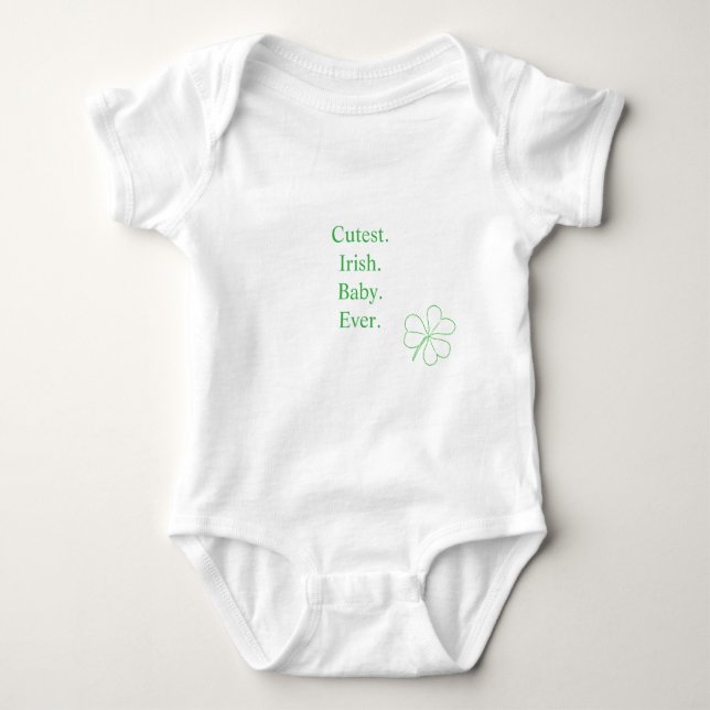 Cutest Irish Baby All Grönt Lucky Shamrock T Shirt (Framsida)