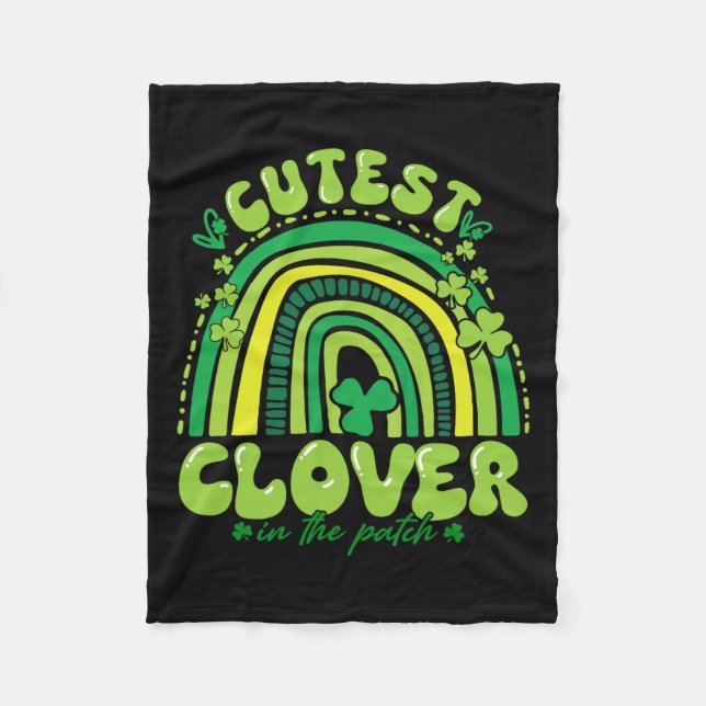 Cutest Klöver i Patch Funny Girl Kids Student Fleecefilt (Framsidan)