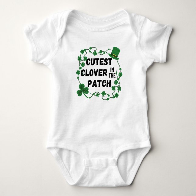 Cutest Klöver på Patch St. Patrick's Day T Shirt (Framsida)