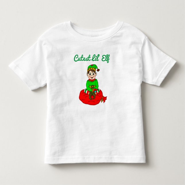 Cutest Lil Elf jul T Shirt (Framsida)