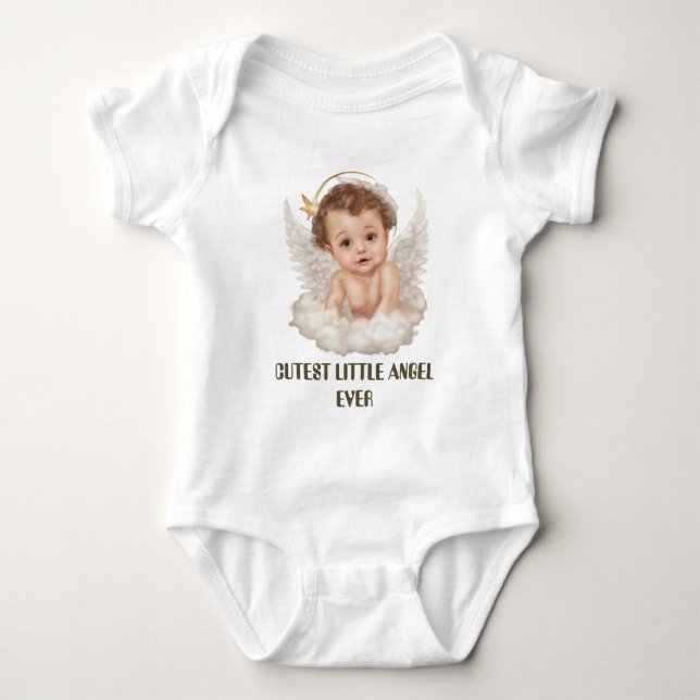 Cutest Little Angel lägger aldrig till textflicka T Shirt (Framsida)