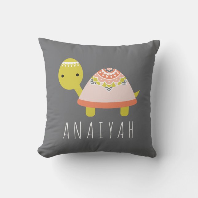Cutest Little Boho Turtle Namn Modern Kudde (Framsida)