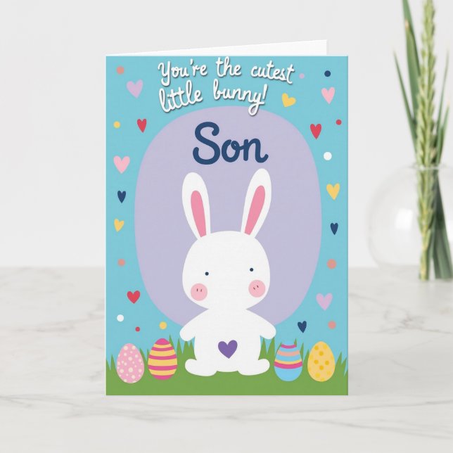 Cutest Little Bunny Son Card Kort (Framsida)