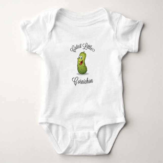 Cutest Little Cornichon Pickle Baby Bodykostydräkt T Shirt (Framsida)