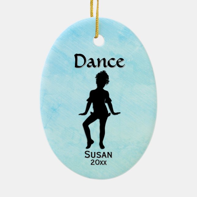 Cutest Little Dancer Blue-Green Name / Date Julgransprydnad Keramik (Baksidan)