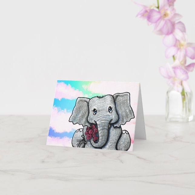 Cutest Little Elephant Card Kort (Orkide)