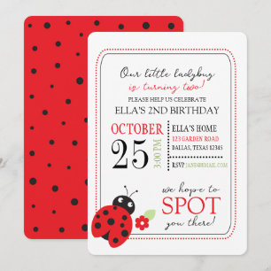 Cutest Little Ladybug Barns födelsedag Party Inbjudningar