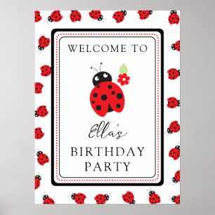 Cutest Little Ladybug Barns födelsedag Party Poster